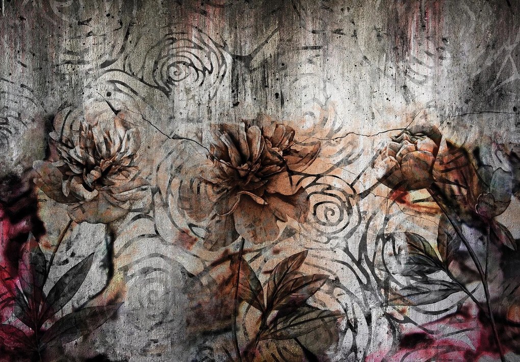 Fotótapéta 3D hatás Levelek pálma virágok 368 x 254