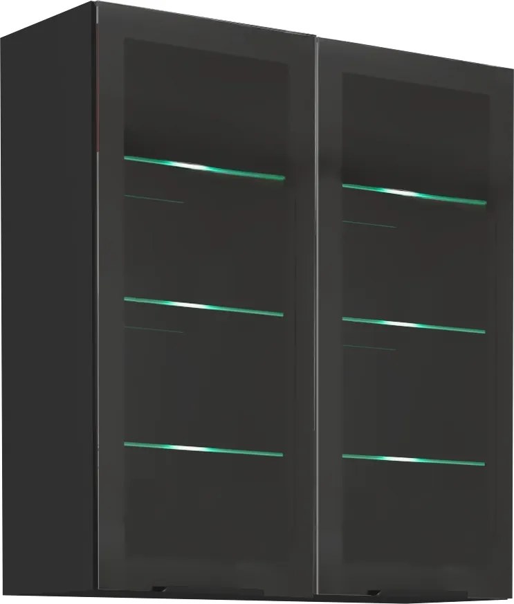 Felső szekrény, fekete, ARAKA/MENZO/SIBER 80 GS-90 2F