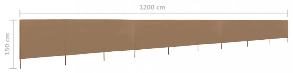 tópszínű 9 paneles szövet szélfogó 1200 x 120 cm