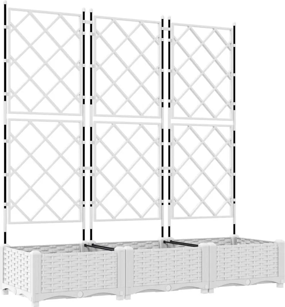 vidaXL Kerti cserép 3 pcs Fehér 120 x 40 x 125,5 cm Acél