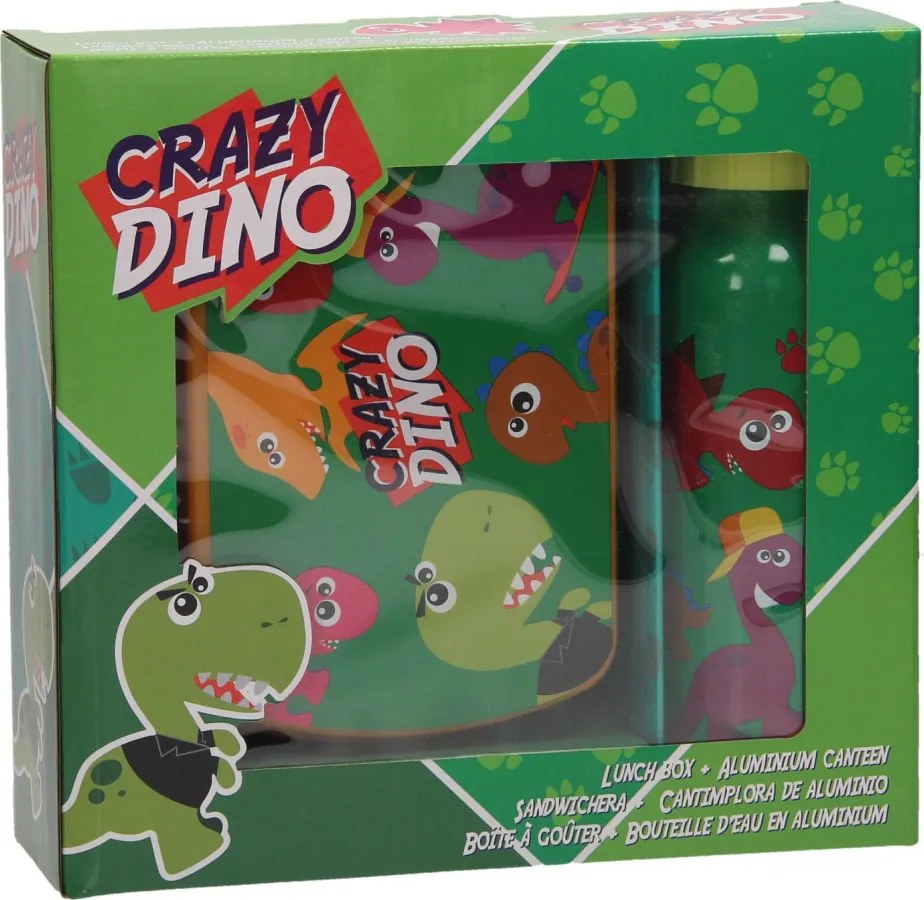 Dinoszaurusz Crazy szendvicsdoboz + alumínium kulacs szett