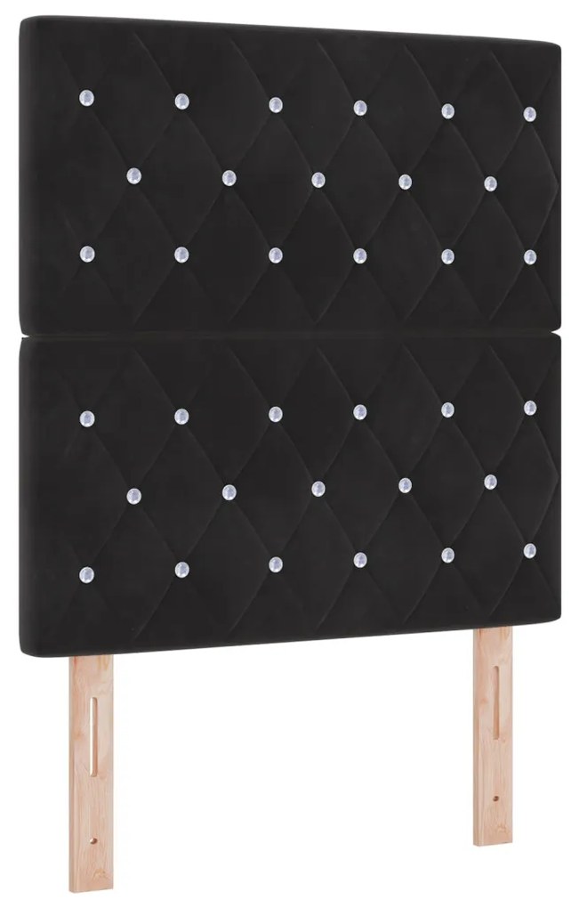 Boxspring Ágy Mattal Fekete Színben, 80x200 cm Bársony