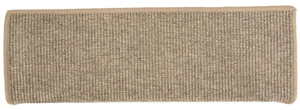 15 db lépcsőszőnyeg, 65 x 21 x 4 cm, sötétbézs, téglalap alakú széllel