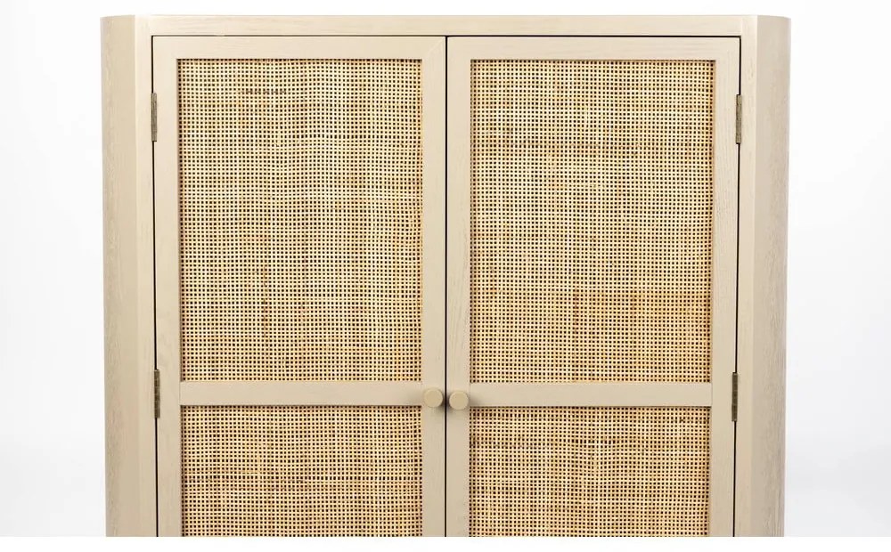 Krémszínű rattan szekrény 80x100 cm Amaya – White Label