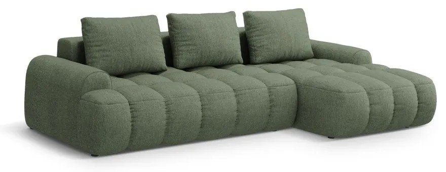 Zöld kinyitható-tárolóhelyes sarokkanapé (jobb oldali-heverő résszel) Linz – Cosmopolitan Design