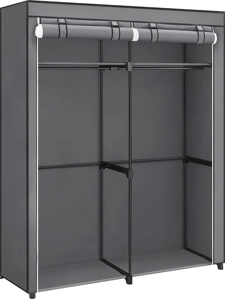 Ruhatároló szervező, mobil szövet ruhásszekrény akasztókkal 140 x 43 x 174 cm, szürke