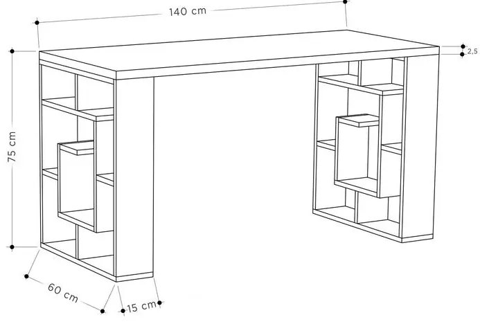 Íróasztal Maze - White, Dark Oak