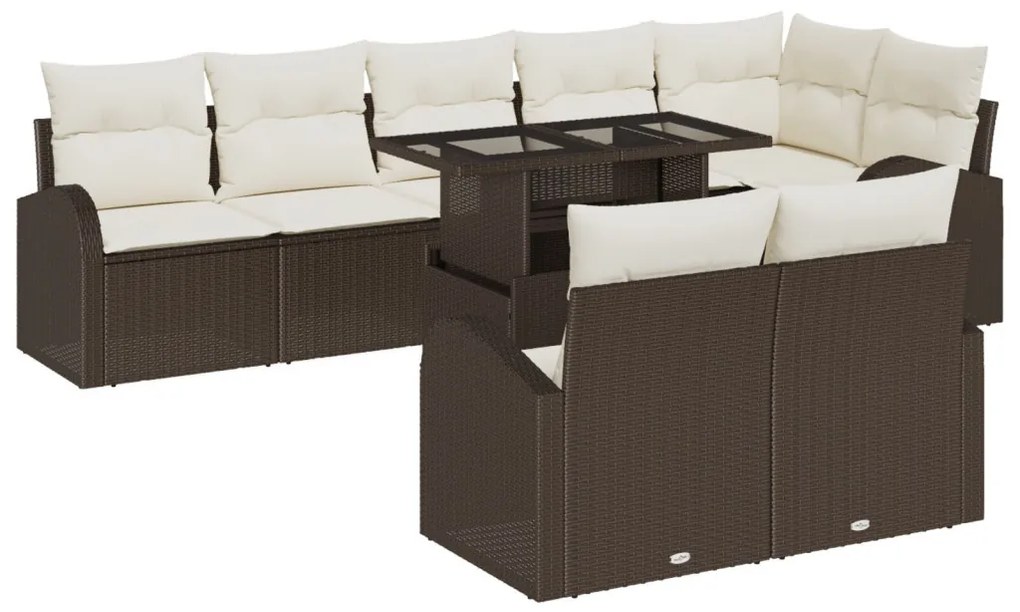 Kerti Kanapé Szett tárolóval 9 pcs Barna Poli rattan