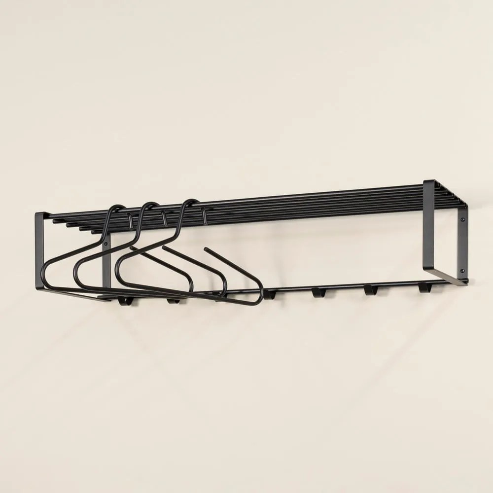 Fekete fém fali fogas polccal Rex – Spinder Design