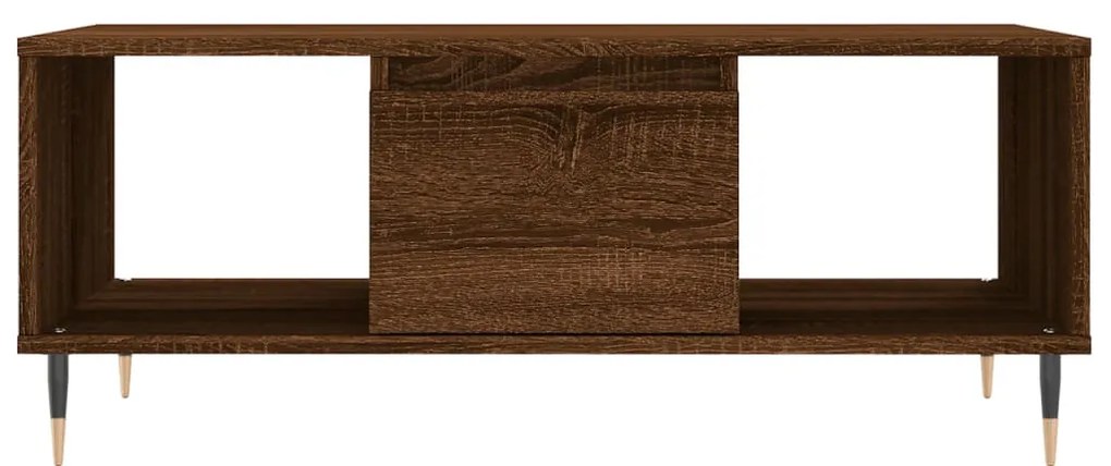 Barna tölgyszínű szerelt fa dohányzóasztal 90x50x36,5 cm