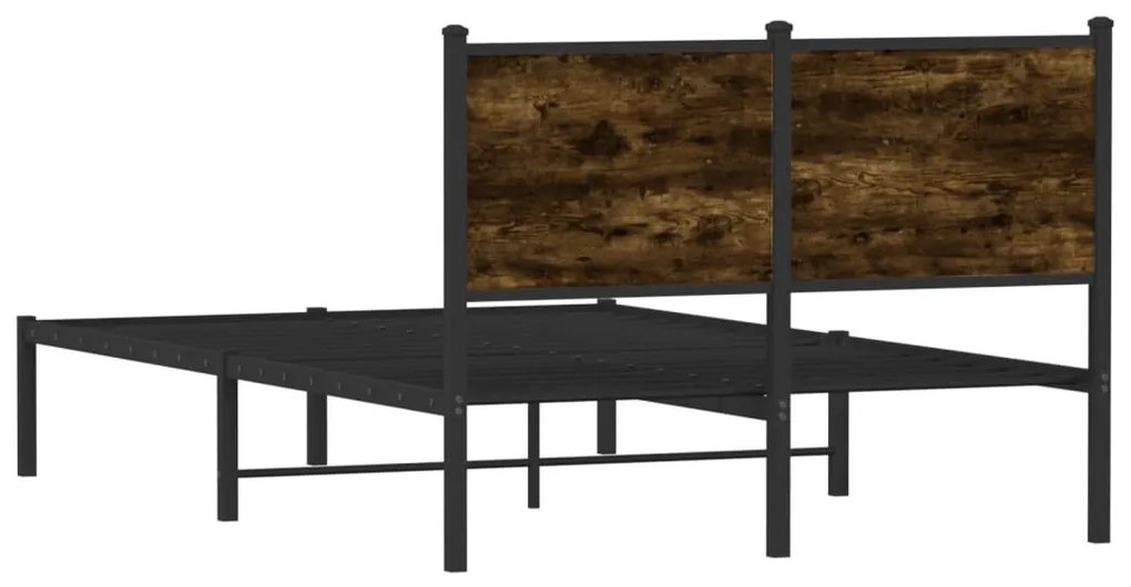 füstös tölgy színű fém ágykeret matrac nélkül 120 x 190 cm
