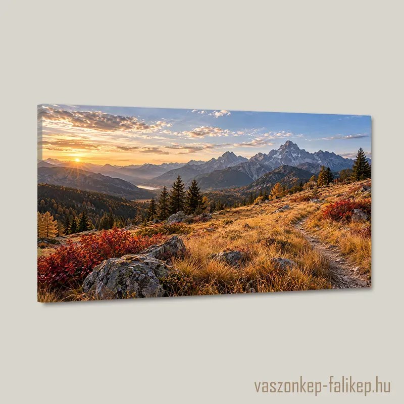 Aranyló Hegyi Ösvény vászonkép – Prémium nyomat 40x23 cm
