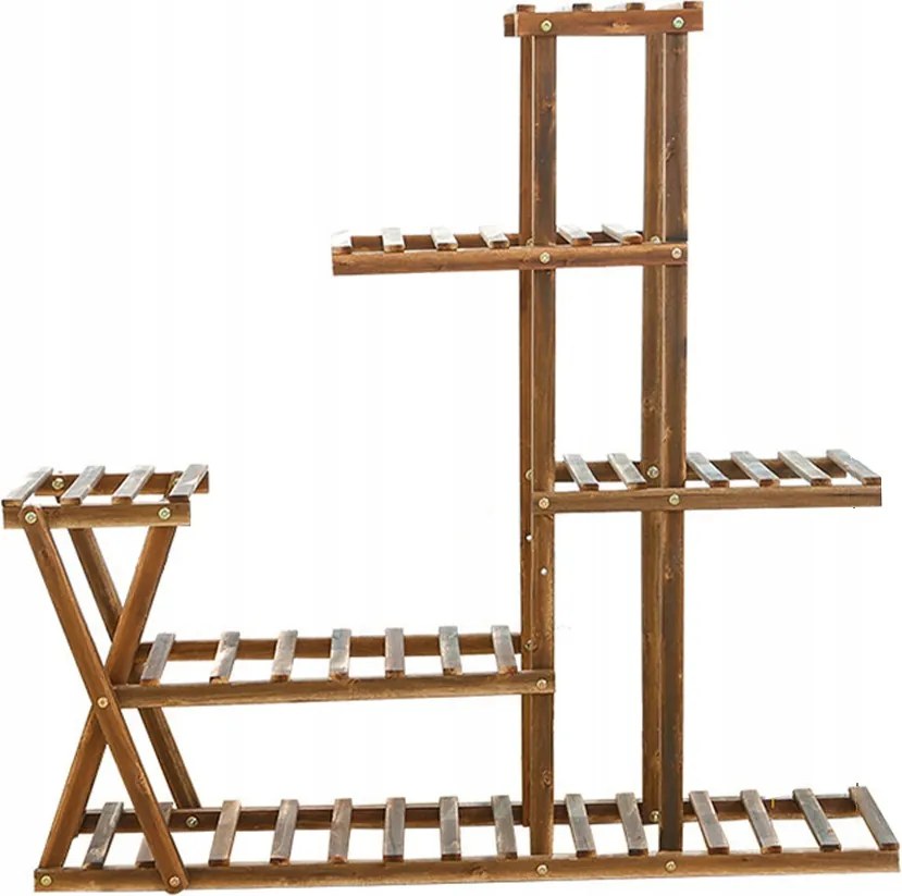 Növényállvány beltéri és kültéri használatra, 5 szintes, 7 polcos virágállvány, 95x95x25 cm