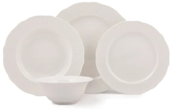 24 db-os étkészlet, fehér porcelán
