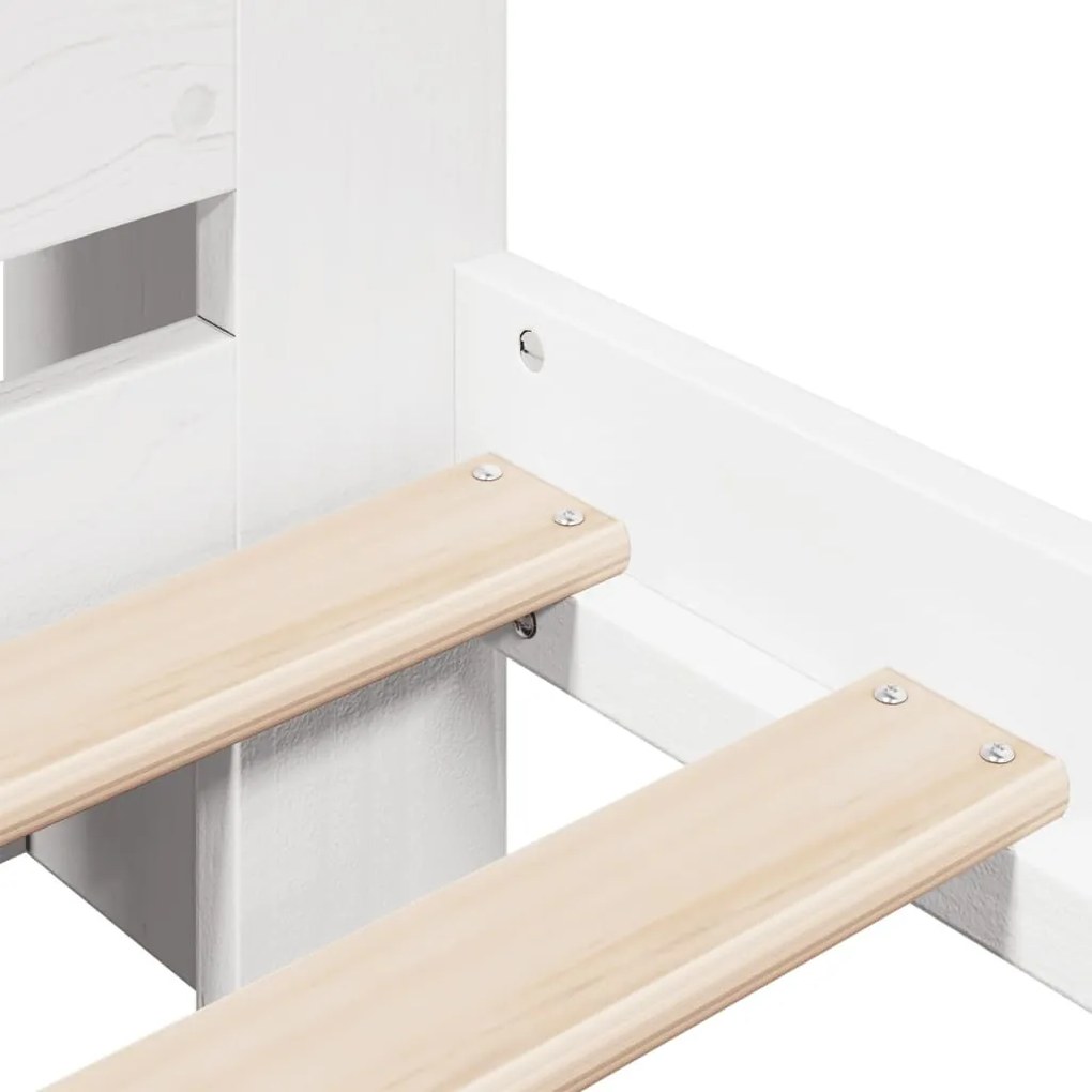 fehér tömör fenyőfa könyvespolcos ágy matrac nélkül 140x190 cm