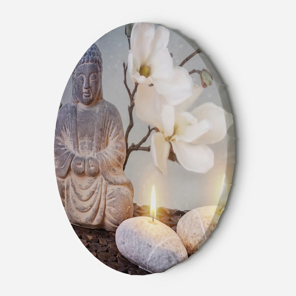 Gario Kerek vászonkép Buddha és gyertyák Méret: 60 x 60 cm