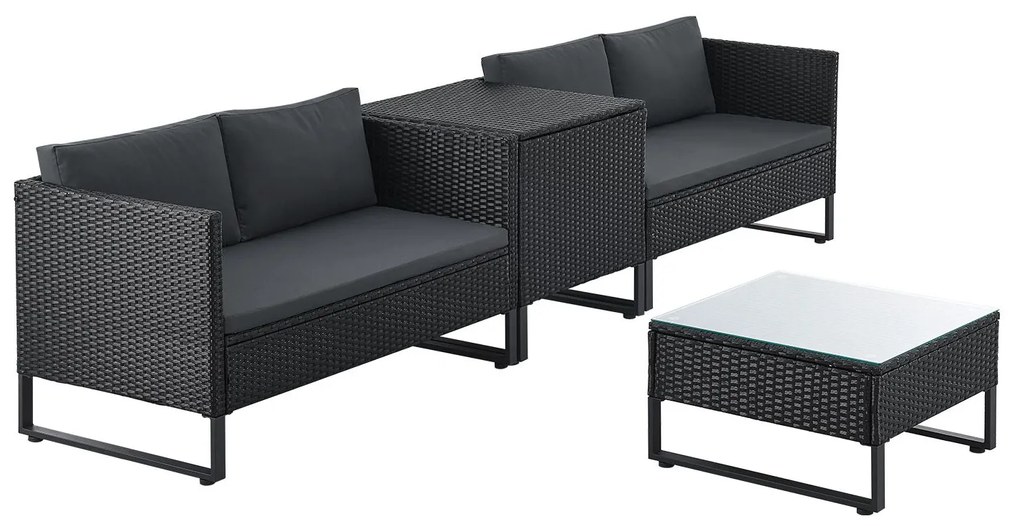 Juskys Rattan szett Santorini - fekete