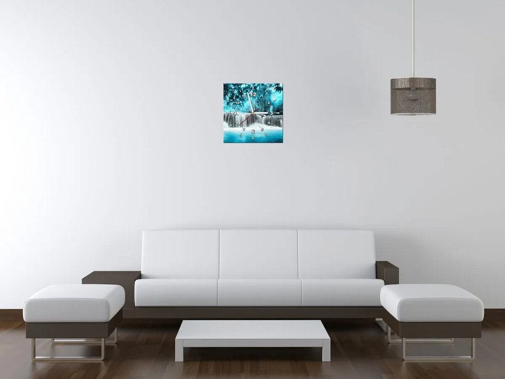 Gario Órás falikép Vízesés a kék dzsungelben Méret: 100 x 40 cm