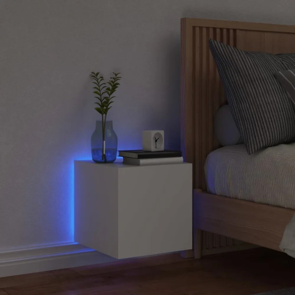 fehér fali TV-szekrény LED-világítással 30,5x35x30 cm