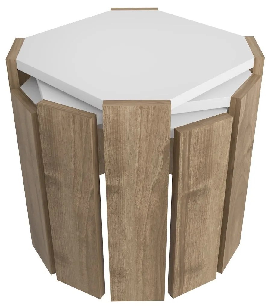 Dohányzóasztal Lori - White, Walnut