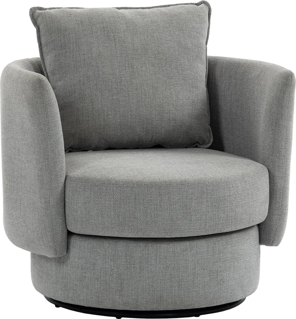 HOMCOM 360° Swivel Lounge Chair with Cushion, Linen-Look Accent Armchair for Bedroom & Living Room, Light Gray | Aosom