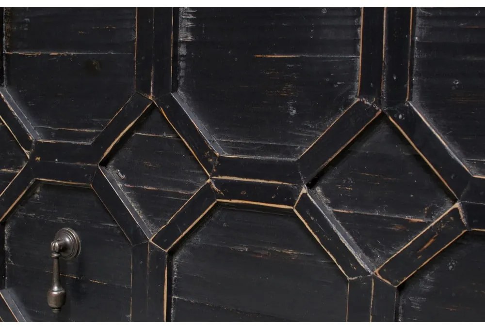 Fekete újrahasznosított fa TV-állvány 160x50x45 cm Bequest – WOOOD