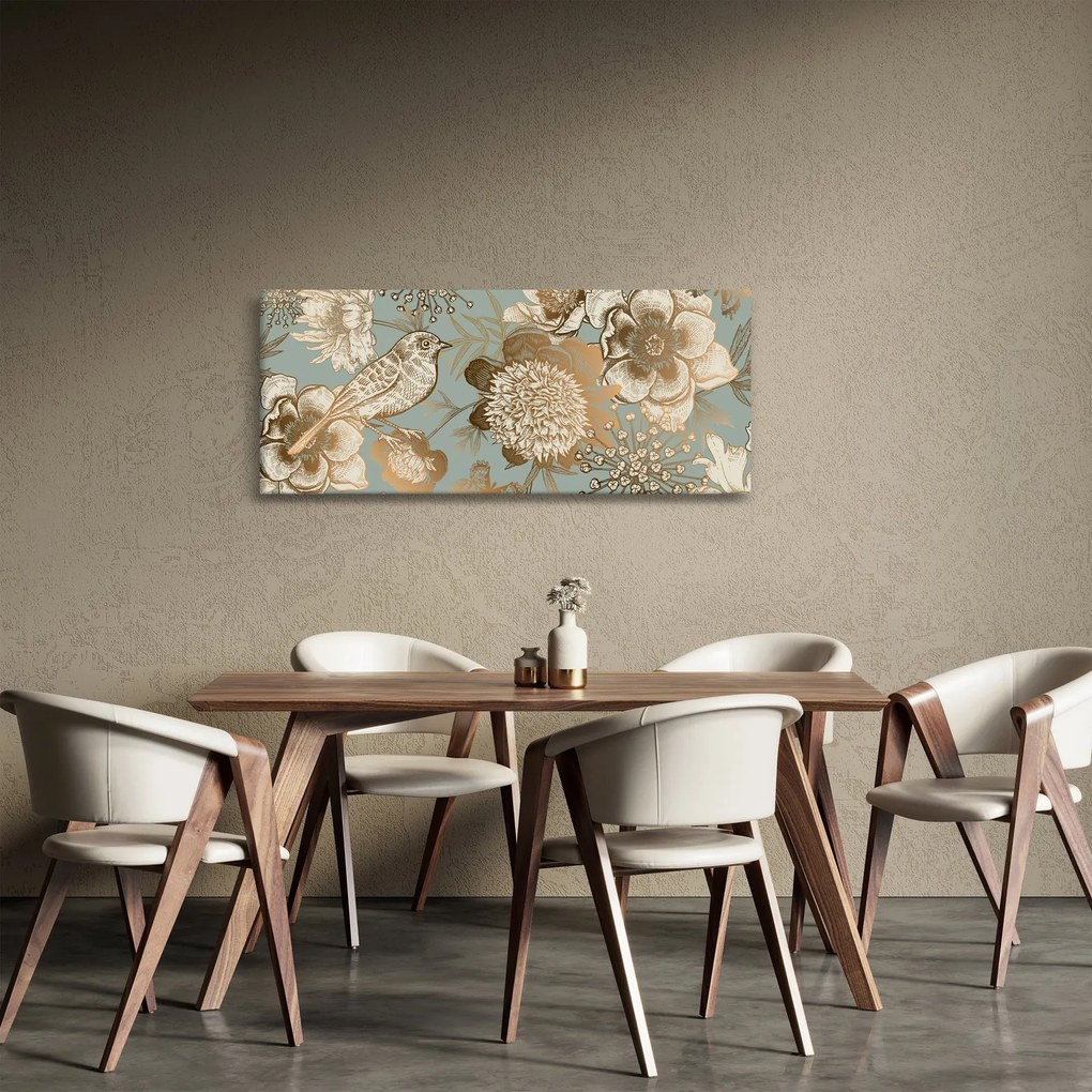 Arany virágok képe (120x50 cm)