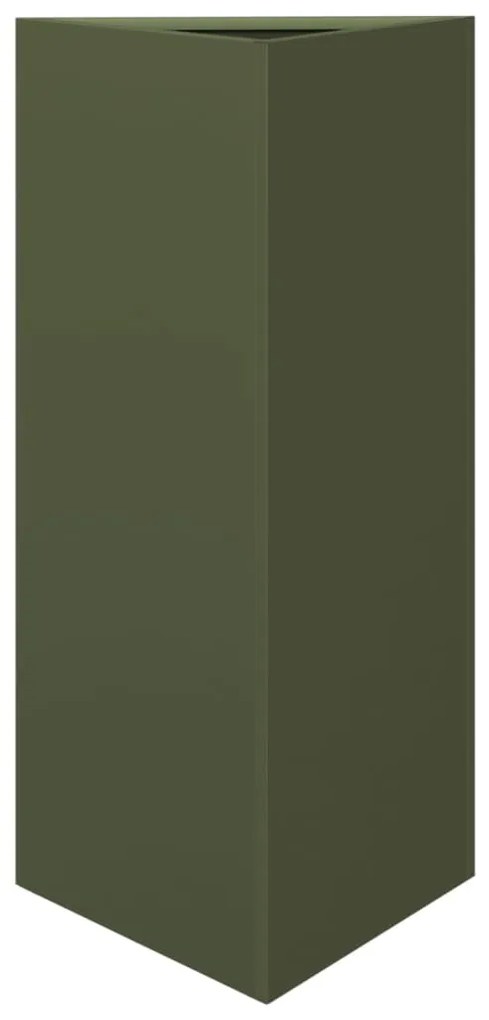 2 db olívazöld acél háromszög alakú kerti ültető 40x34,5x70 cm