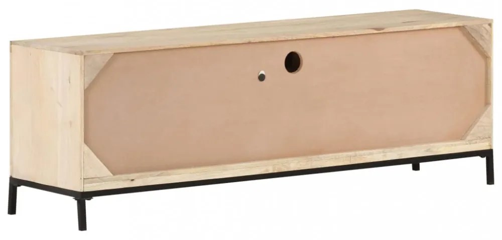 tömör mangófa és természetes nád TV-szekrény 120 x 30 x 40 cm
