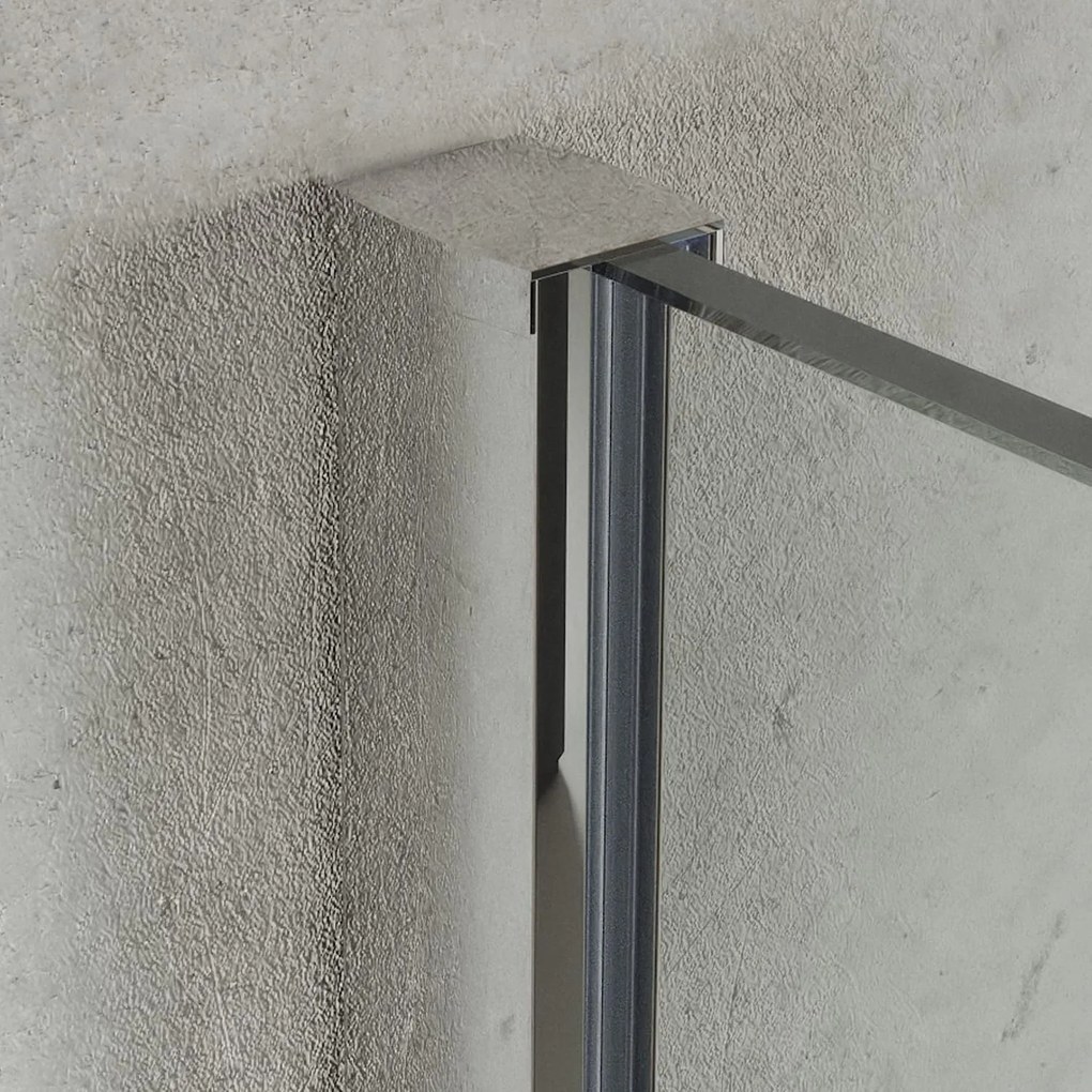 Erga Paris, Walk-In zuhany paraván 140x200 cm polccal és törülközőtartóval, 8 mm átlátszó üveg, króm profil, ERG-V02-PARIS-140x200-CL-CR-BAR