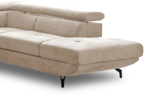 Bézs BRESCIA L-alakú, jobbos, ágyneműtartós sarokkanapé