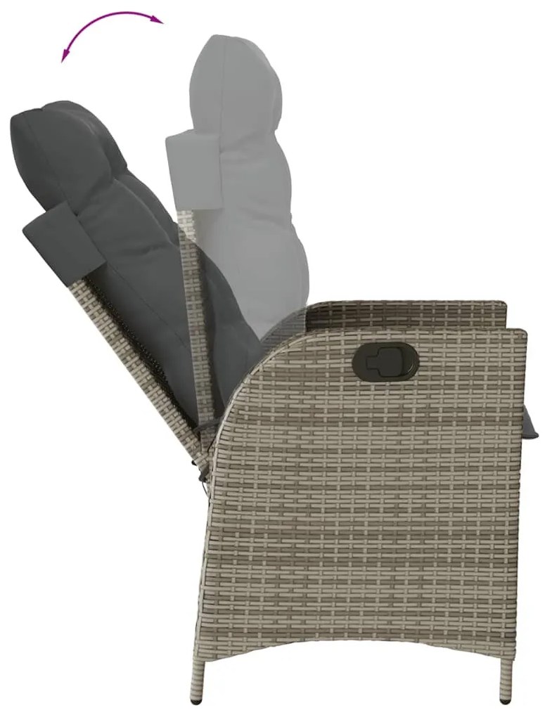 7 részes szürke polyrattan kerti étkezőgarnitúra párnával