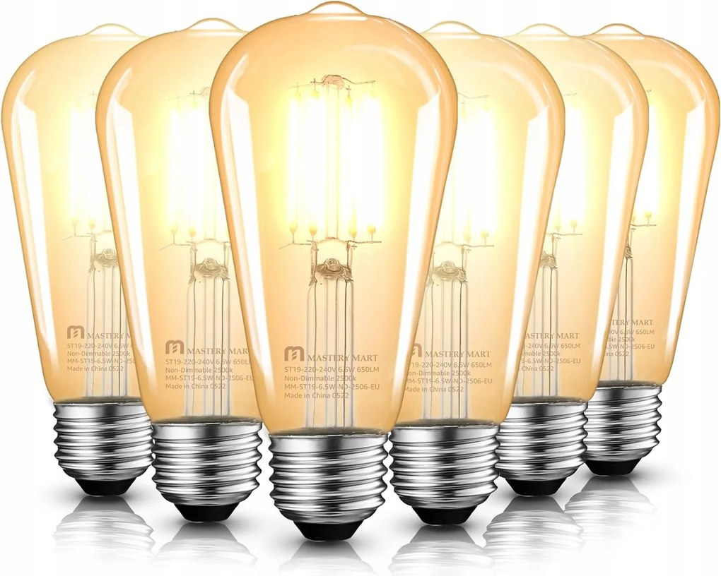 Mastery Mart Led izzó Edison E27 foglalattal, 6,5 W 2500 K meleg fehér 3 db