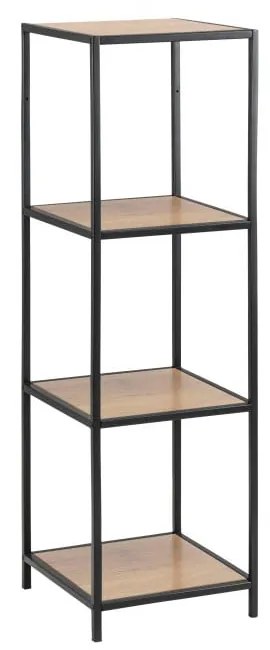 Fekete-natúr színű könyvespolc tölgyfa dekorral 37x120 cm Seaford – Actona