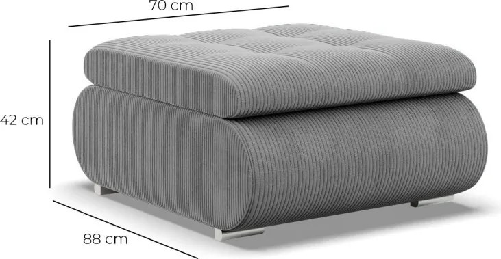 Tokio puff, kordbársony, szürke