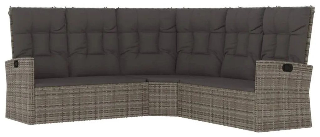 2 részes szürke polyrattan kerti ülőgarnitúra párnákkal