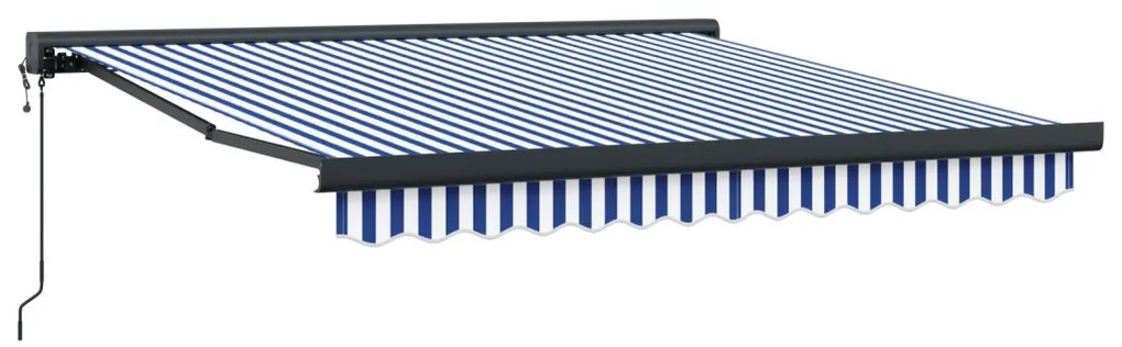 Automatikus Behúzható Napellenző Kék és Fehér 300x250 cm