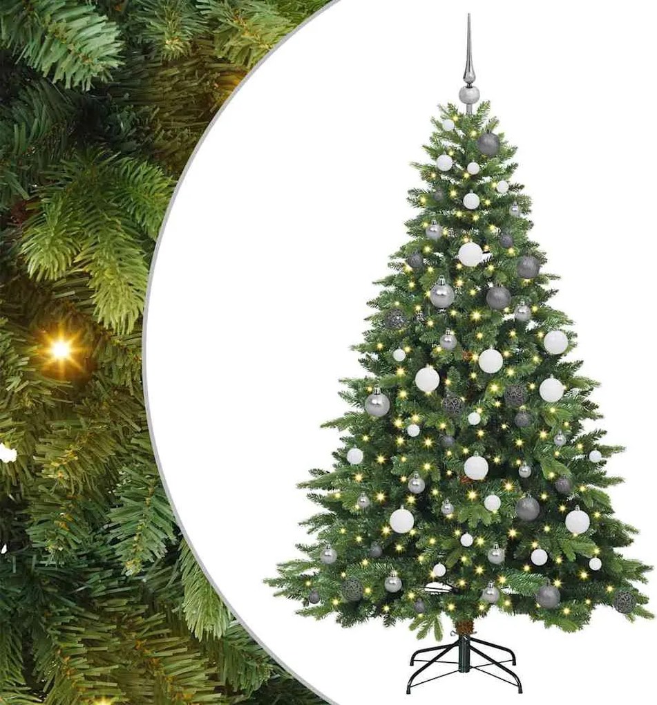 vidaXL Mű karácsonyfa 300 LED-del állvánnyal Zöld 180 cm PE és PVC