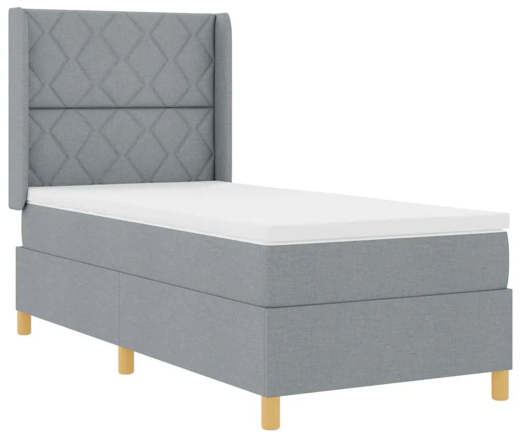 Boxspringágy Matrac 100x200 cm Világosszürke Anyag