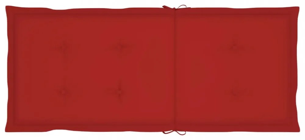 4 db tömör tíkfa kerti szék piros párnákkal