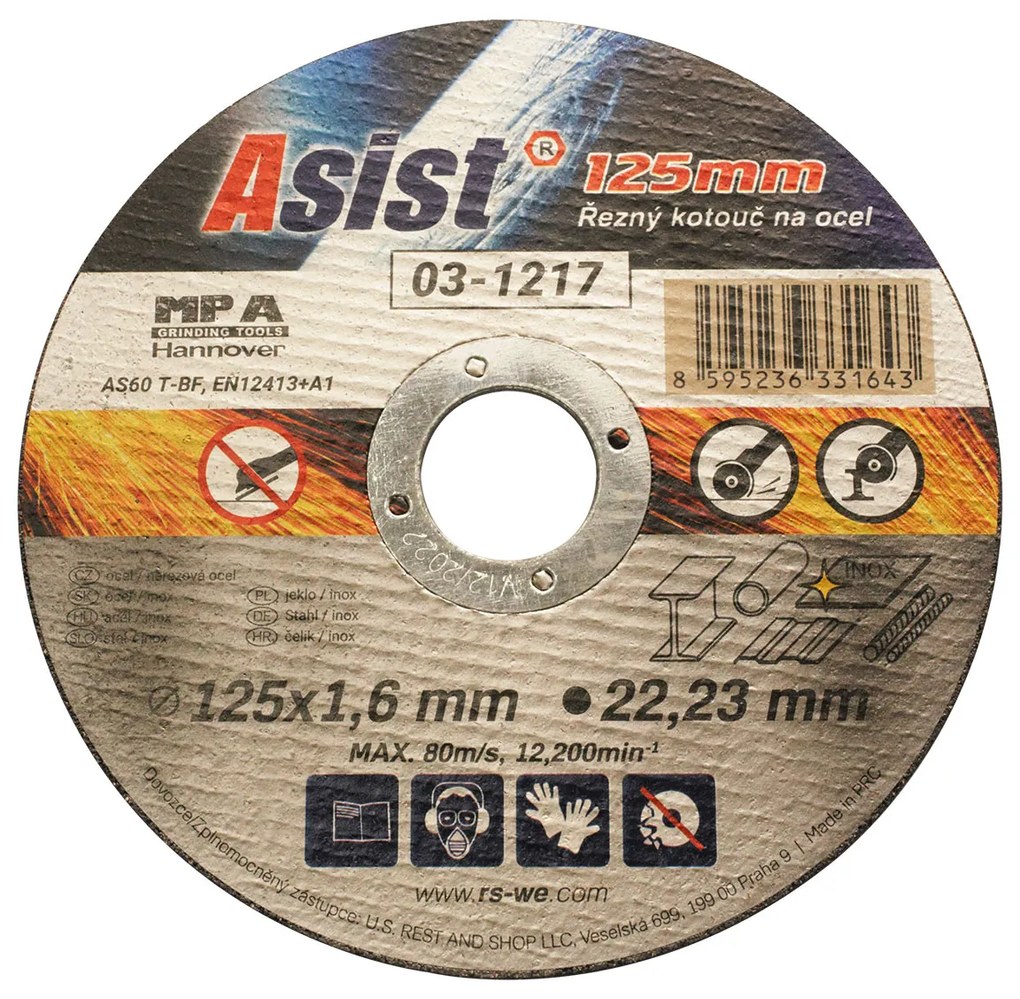 Fémvágó kerék 125x22,23x1,6mm ASIST 03-1217