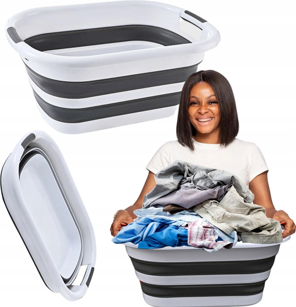 Szilikon Tál Összecsukható Szennyestartó Kosár 40L Összecsukható Tágas Fogantyúkkal