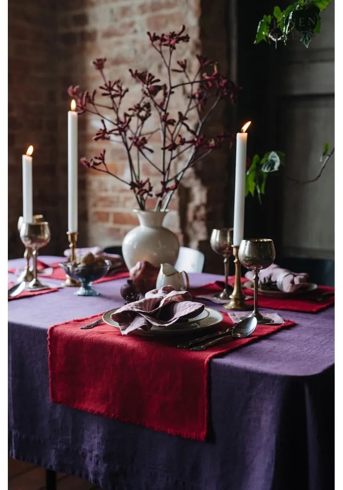 Piros-natúr színű poháralátét szett 4 db-os – Linen Tales