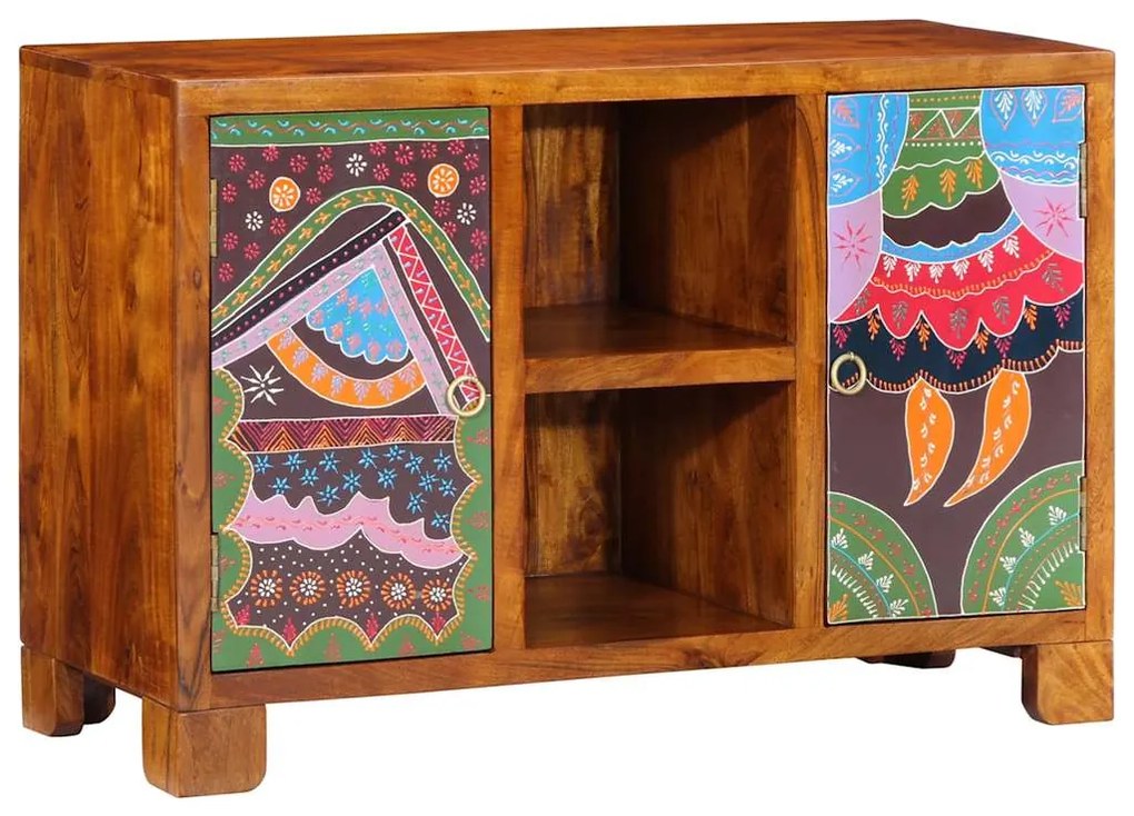 tömörfa akácfa többszínű komód 90x35x60