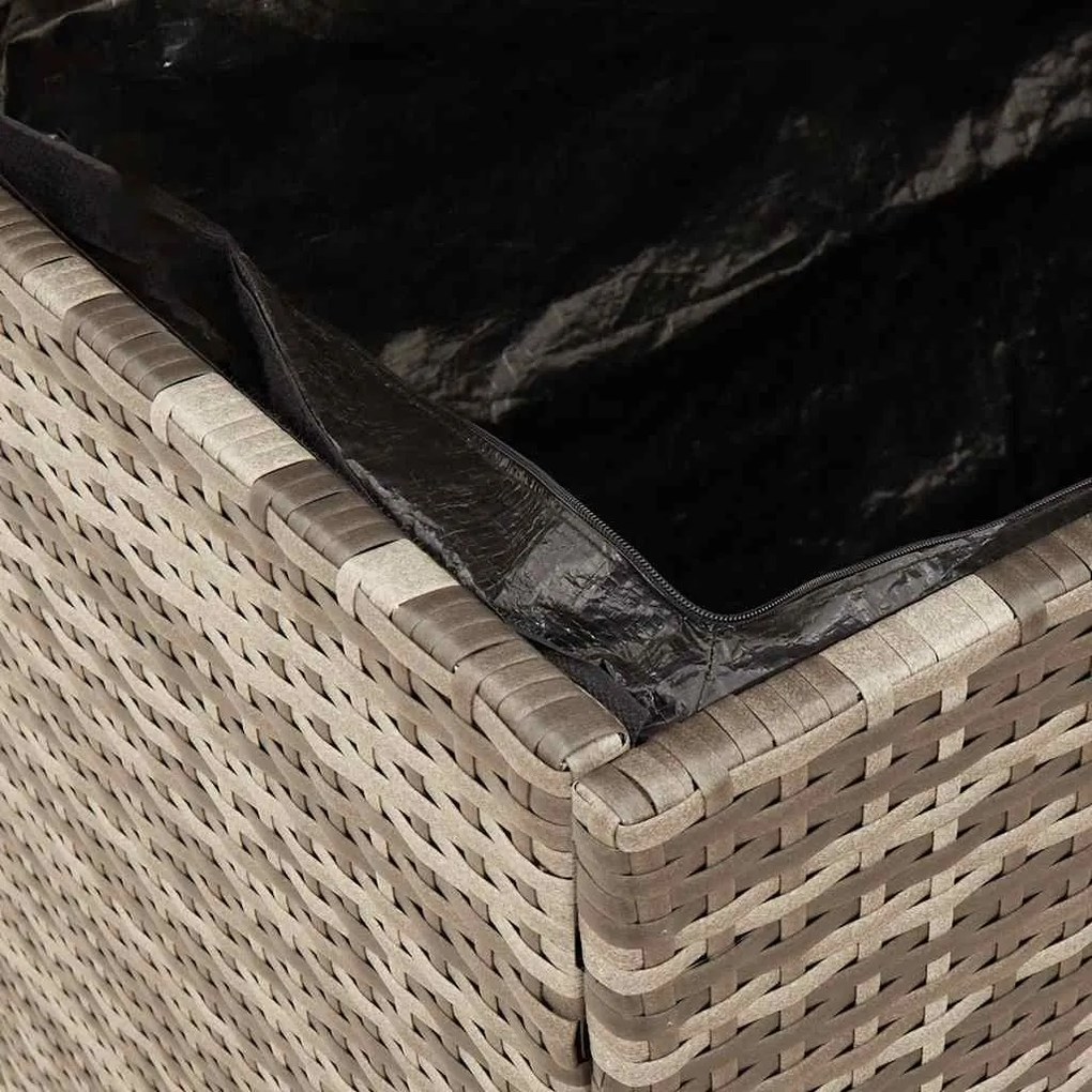Szürke Polyrattan És Akácfa Kerti Tárolóláda 220 X 50 X 54 Cm