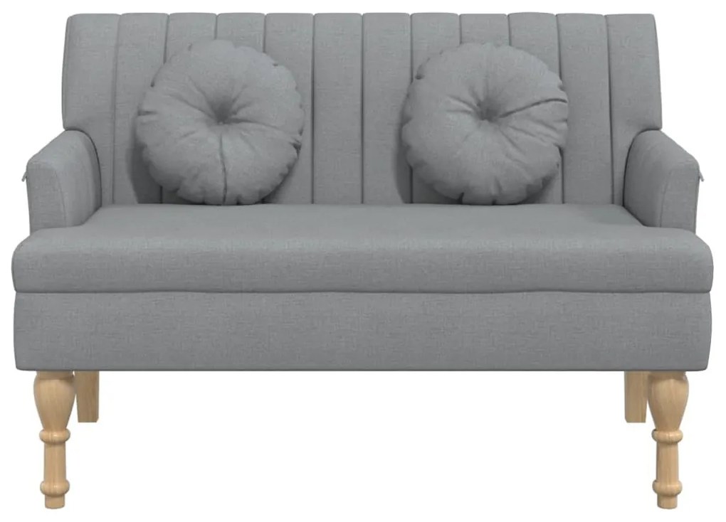 világosszürke szövetpad párnákkal 113x64,5x75,5 cm