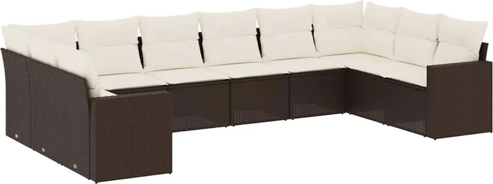 vidaXL 10 részes barna polyrattan kerti ülőgarnitúra párnákkal