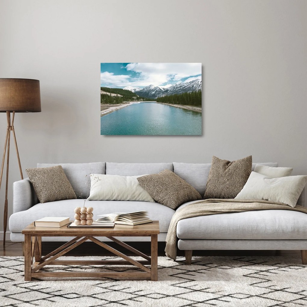Hegyi tájkép (üvegen) (70x50 cm)