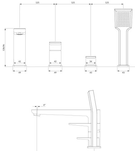 OMNIRES PM7432BL - Fürdőcsap 4-lyukas PARMA matt fekete
