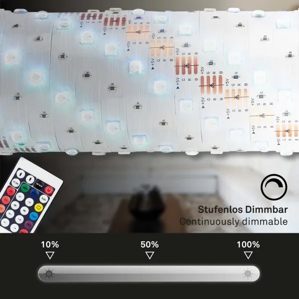 Brilo - LEG RGBW Dimmelető szalag 6,5m LED/24W/230V + + távirányító